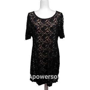 Candalite Lace Keyhole Back Black Cocktail Dress